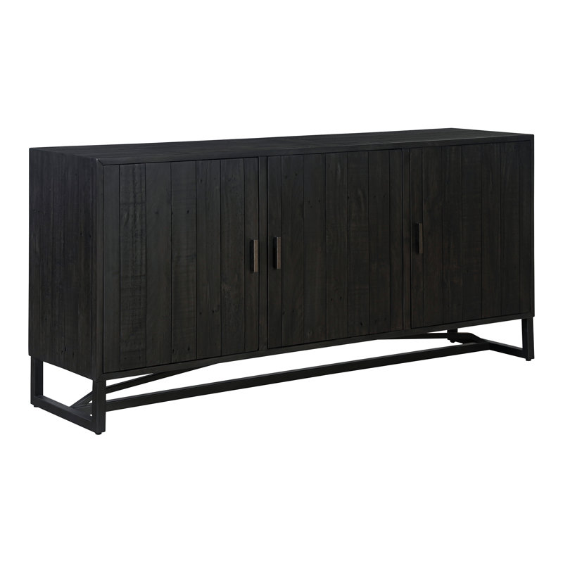 Lopez 68" Wide Pine Wood Sideboard, Black
