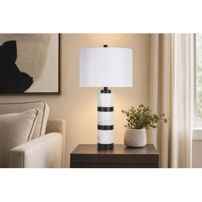 Lampe de table Marble Harmony - marbre blanc et noir mat