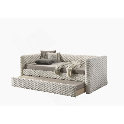 Transitional Style 1Pc Twin Size Daybed W/ Trundle Plastic Legs Mattress Ready White Finish Primary Living Room