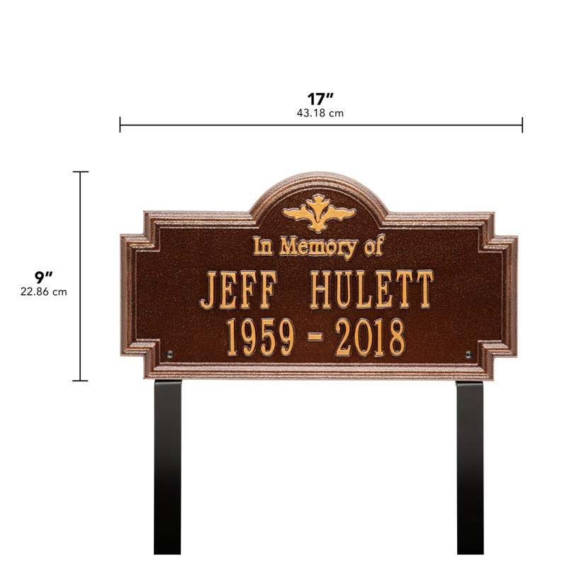 Arlington 'In Memory of' Lawn Memorial Plaque/Stone, Antique Copper, Yes