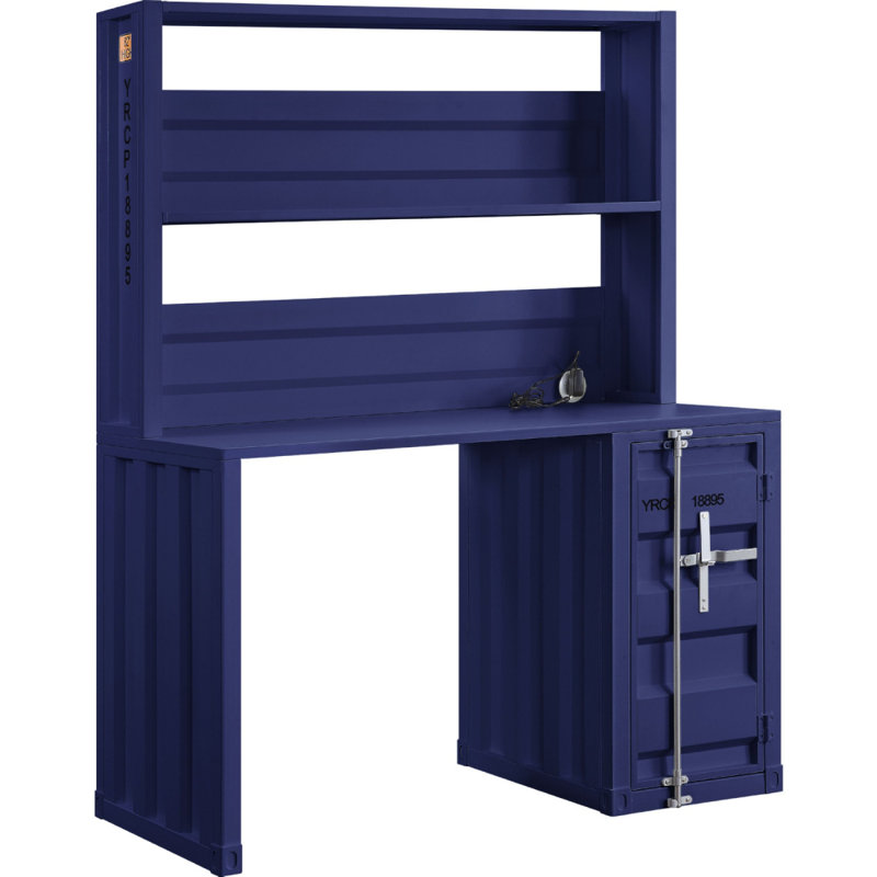 Bureau d'écriture en fer, H 59 po x l 48 po x P 24 po, Bleu