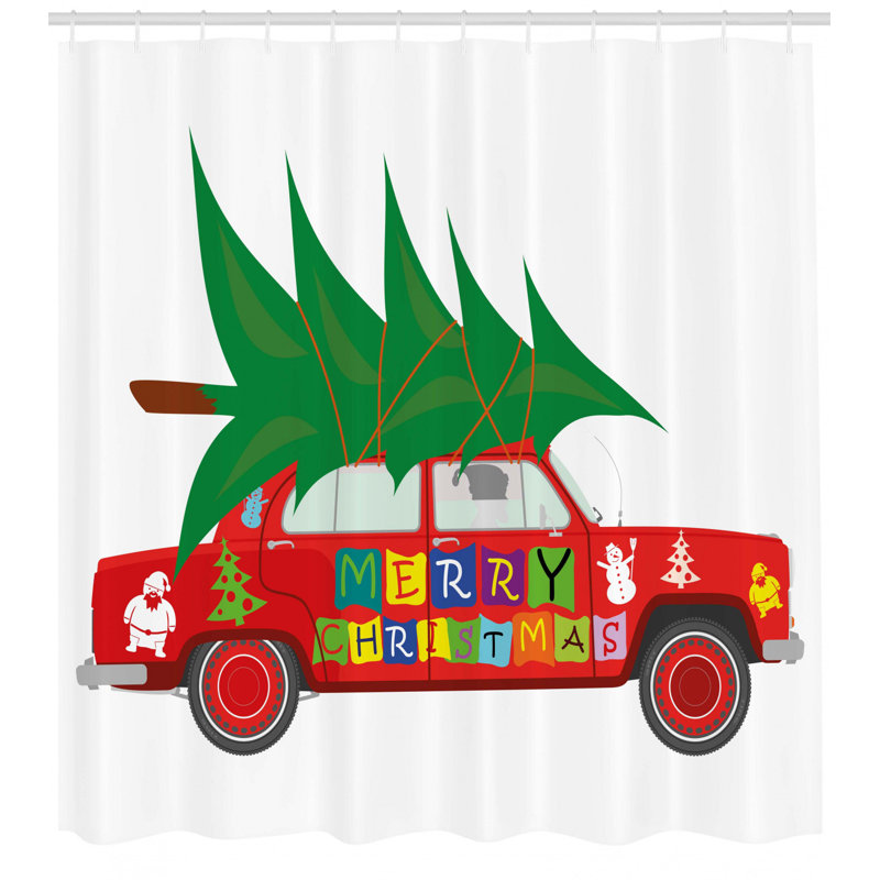 Rideau de douche à simple arbre de noël avec arbre de noël xmas, H 75 po x l 69 po