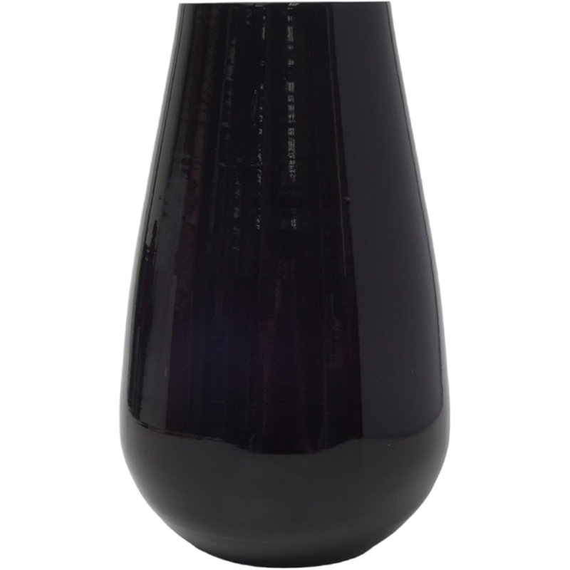 Hosley Black Glass Vase 8 Inch High Perfect for Kitchen, Bedroom, Living Room, Centrepieces, Office Desk Floral Arrangements