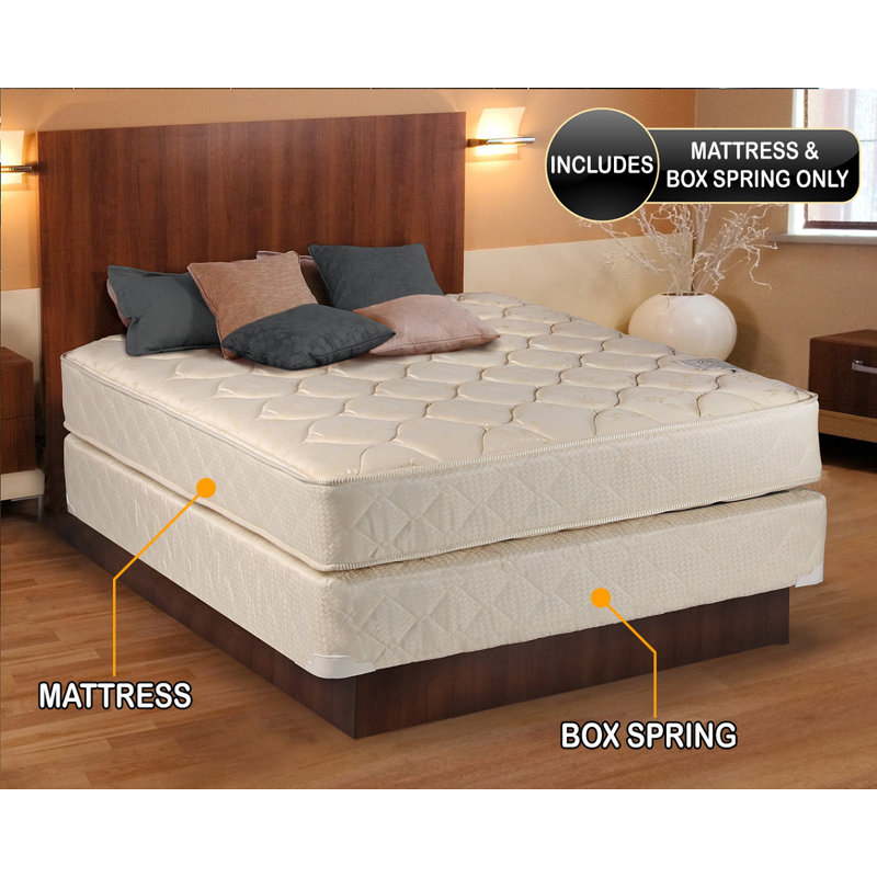 Alwyn Home Craiginorne Two-Sided 9'' Firm Innerspring Mattress and Bed Frame Box Spring, King
