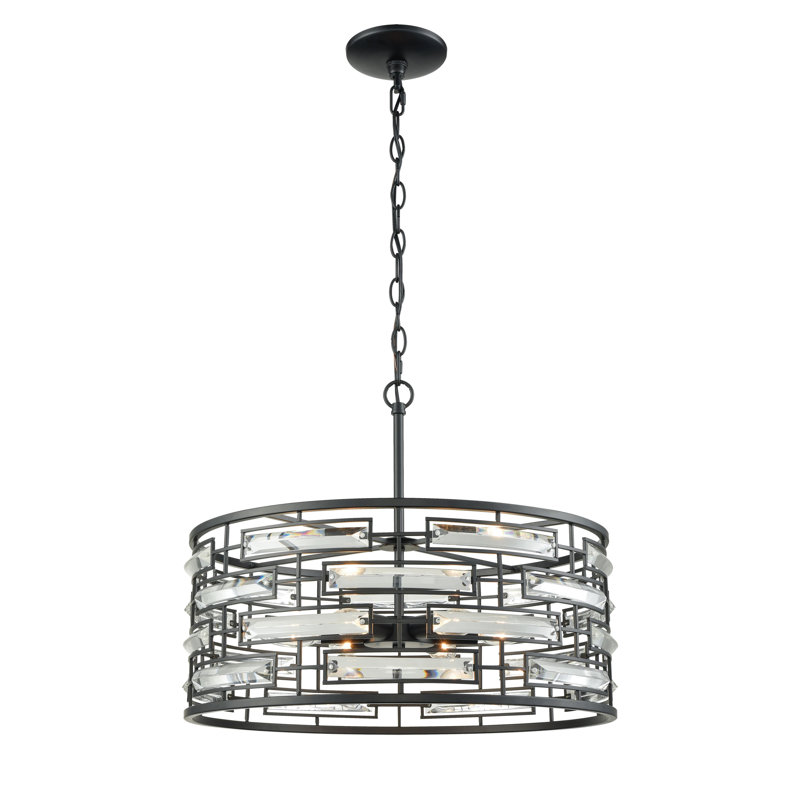 Lustre à 6 lumières de 20 po de large Lineo - noir mat
