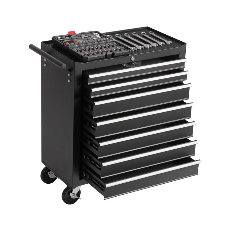 Durable Rolling Tool Chest With 7-Drawer Storage, Wheels, And Interlock System For Garage And Workshop Efficiency