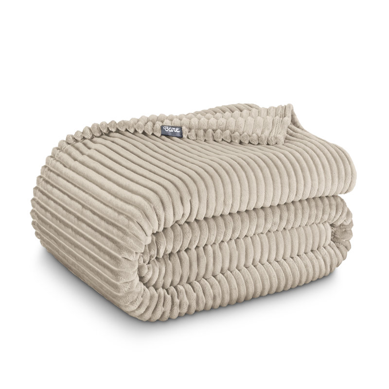 Ultra-Soft Ribbed Oyster Microplush Fleece Throw Blanket