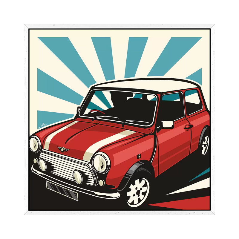 Mini Cooper III by James Lee - Print on Canvas, 93.98 cm H x 93.98 cm W, White Framed
