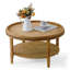 Table basse ronde de 31,3 po avec étagère de rangement Boho