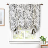 Linen Blend Toile Blackout Thermal Rod Pocket Tie Up Curtain Single Curtain Panel