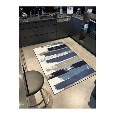 Tapis demi-brossé à motif tissé lavable