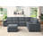 Isla 119" Gray Woven Fabric 7-Seater Sectional Sofa With Ottoman-729511440