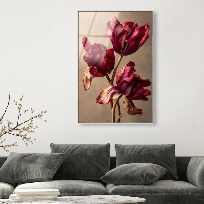 Dark Silk Remains Print by Oliver Gal, 31"H x 46"W, Silver Floater Frame