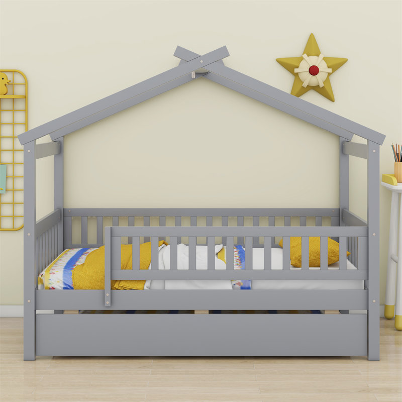 Lit en bois avec couchette, Gris