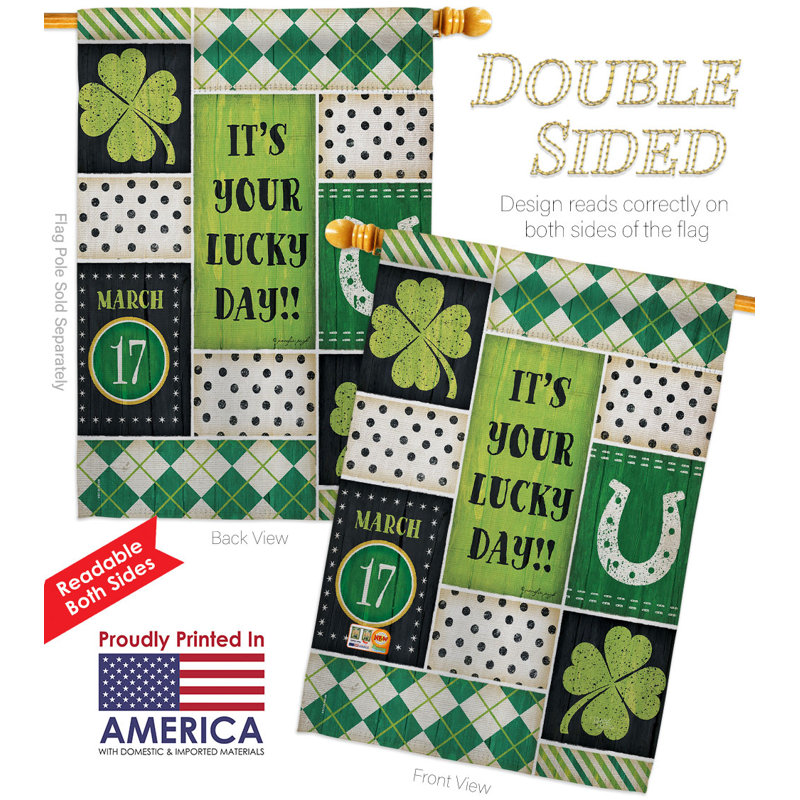 Double Sided 40'' H x 28'' W Polyester St. Patrick's Day House Flag