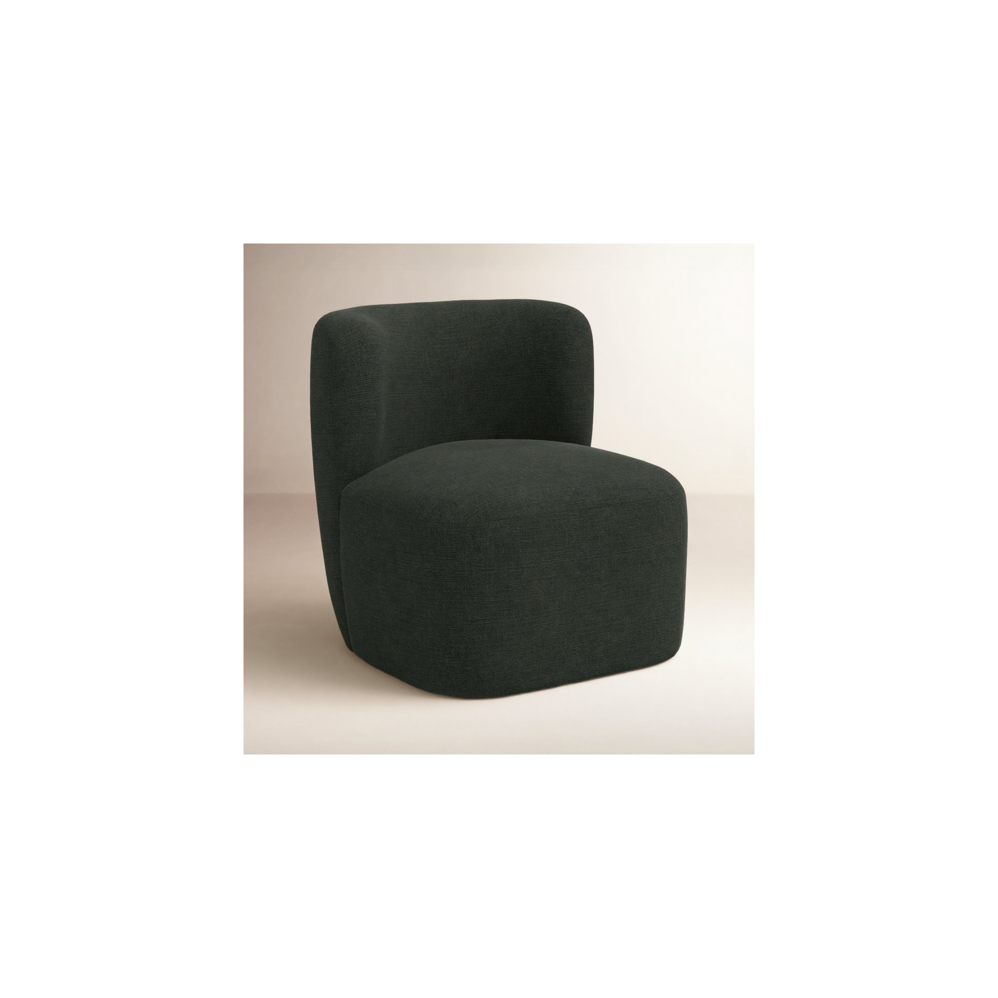 Mariza Upholstered Swivel Accent Chair, Classic Black Linen