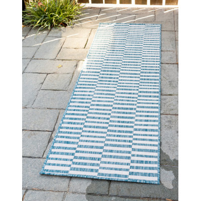 Darya Striped Blue/Ivory Indoor/Outdoor Area Rug