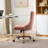 Pink Office Chair, Modern Velvet Upholstered Tufted Button Home Office Chair, With Golden Metal Base, Adjustable Desk Chair Swivel Office Chair-1182969749