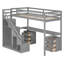 Lit mezzanine en bois avec bureau, 2 commodes et éclairage DEL - Lit de rangement peu encombrant -1846463955-1846463959