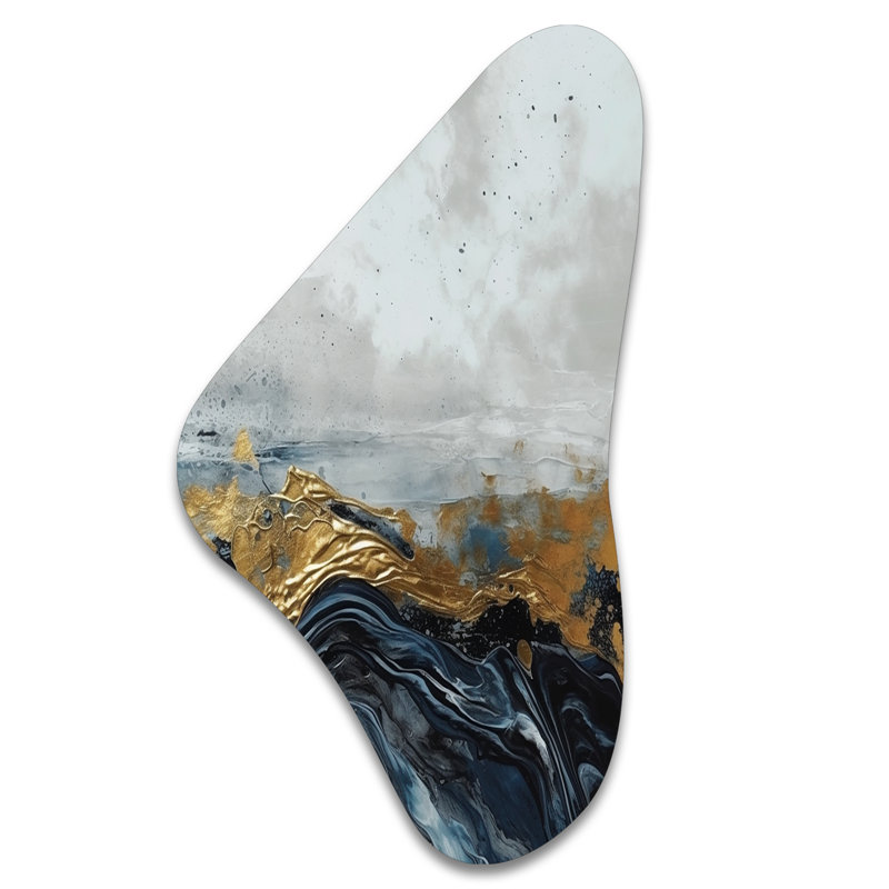 Art mural gris asymétrique moderne abstrait et contemporain en forme de Boomerang abstrait III, H 39 po x l 21 po