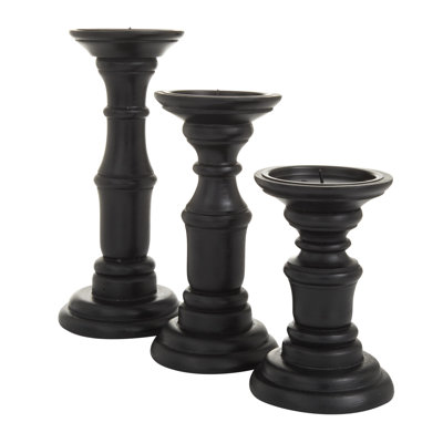 Wood Tabletop Candlestick Set