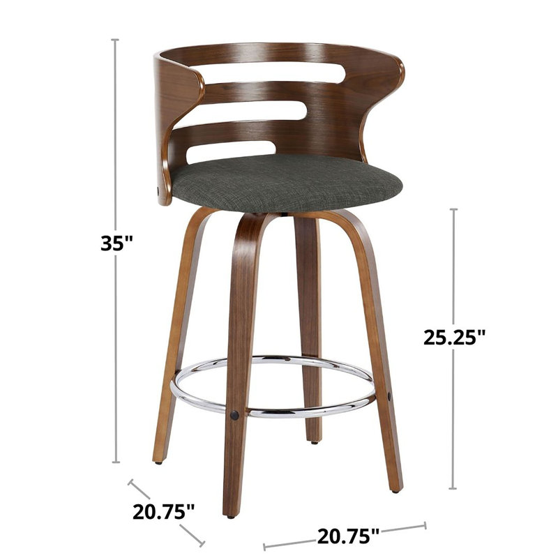 Swivel Upholstered Counter Stool, Charcoal