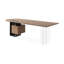 Bureau brun / noir + demi-cercle en bois massif + acier + acrylique avec 2 tiroirs-792688235-792688246
