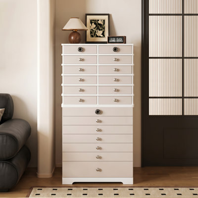 47.24" Tall Jewelry Armoire, 19-Drawer Storage Cabinet, Modern Freestanding Jewelry Organizer with Detachable Design