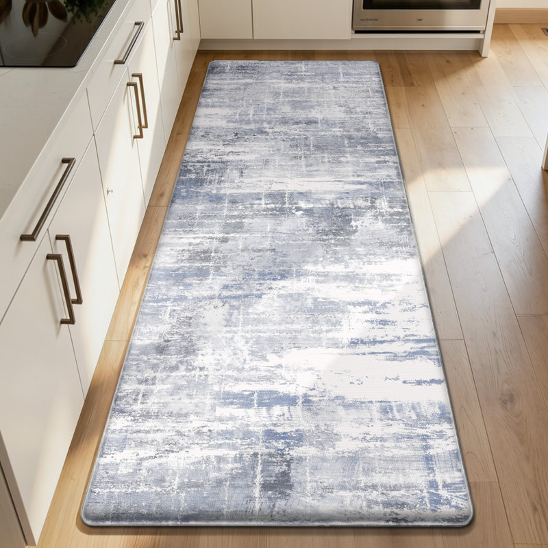 Anti-Fatigue, Non-Slip Abstract Pattern Kitchen Runner, Gray