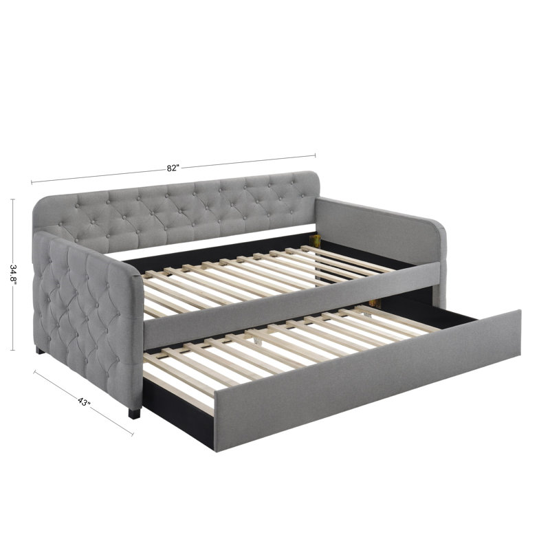 Lit de jour simple avec couchette Astra, Lin fumée