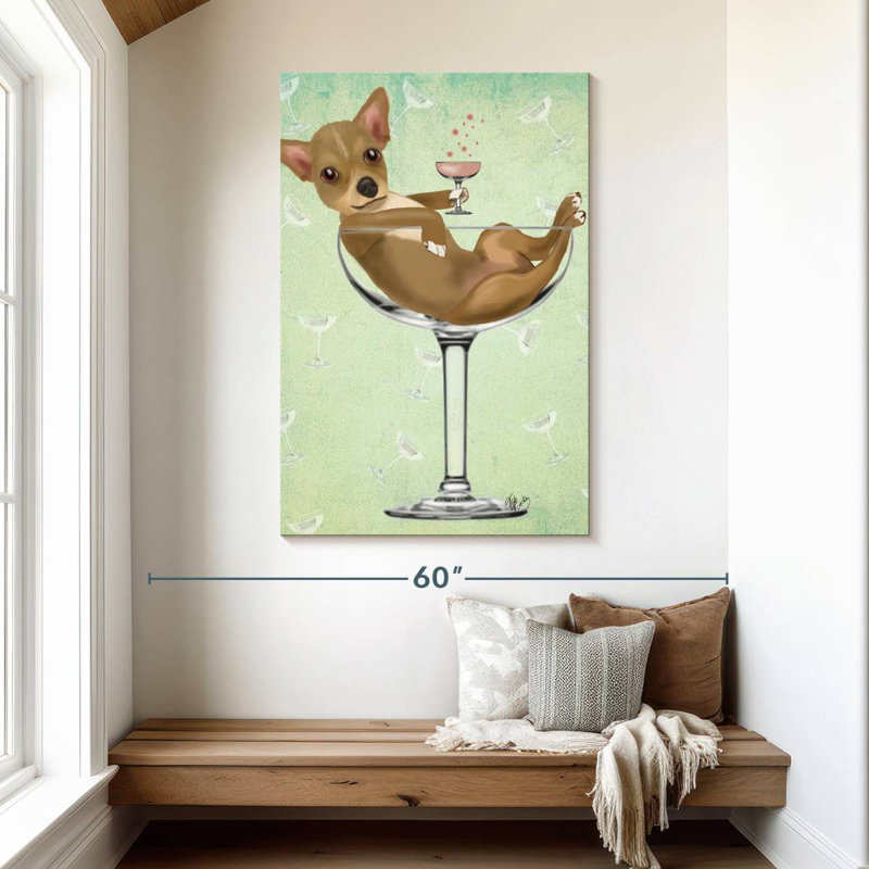 Brampt Chihuahua In Cocktail Glass, 48" H x 32" W