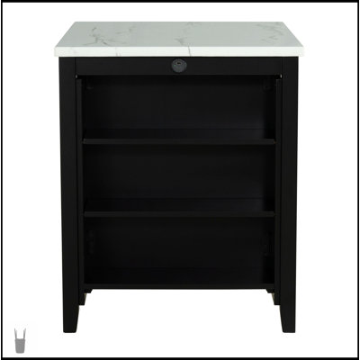 Ensemble de salle à manger 3 pièces transitionnel avec plateau de table brillant, tablettes de rangement et 2 tabourets élégants pour la vie moderne
