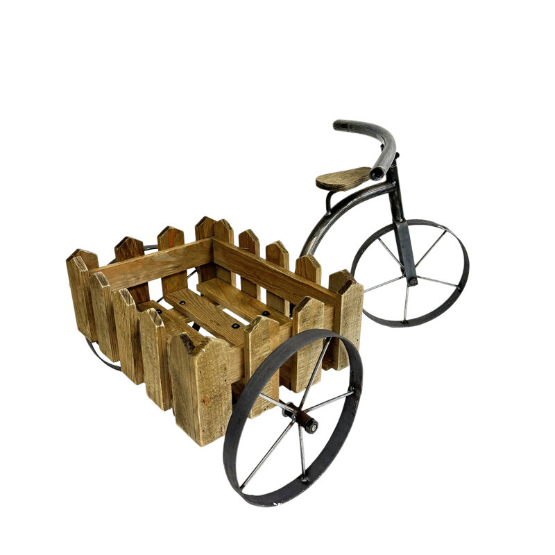 Wood And Metal Tricycle Planter