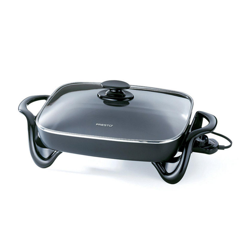 Presto Electric Skillet with Glass Lid, Nonstick Multi-Cooker, 16 Inch, Black