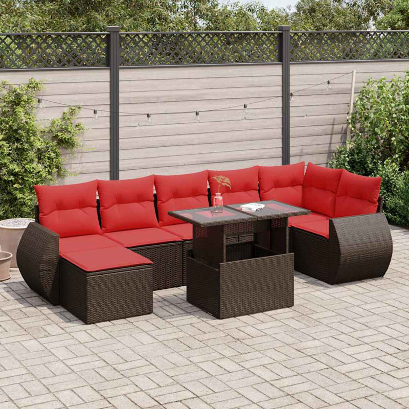 Wicker 7 - Person Garden Lounge Set with Cushions