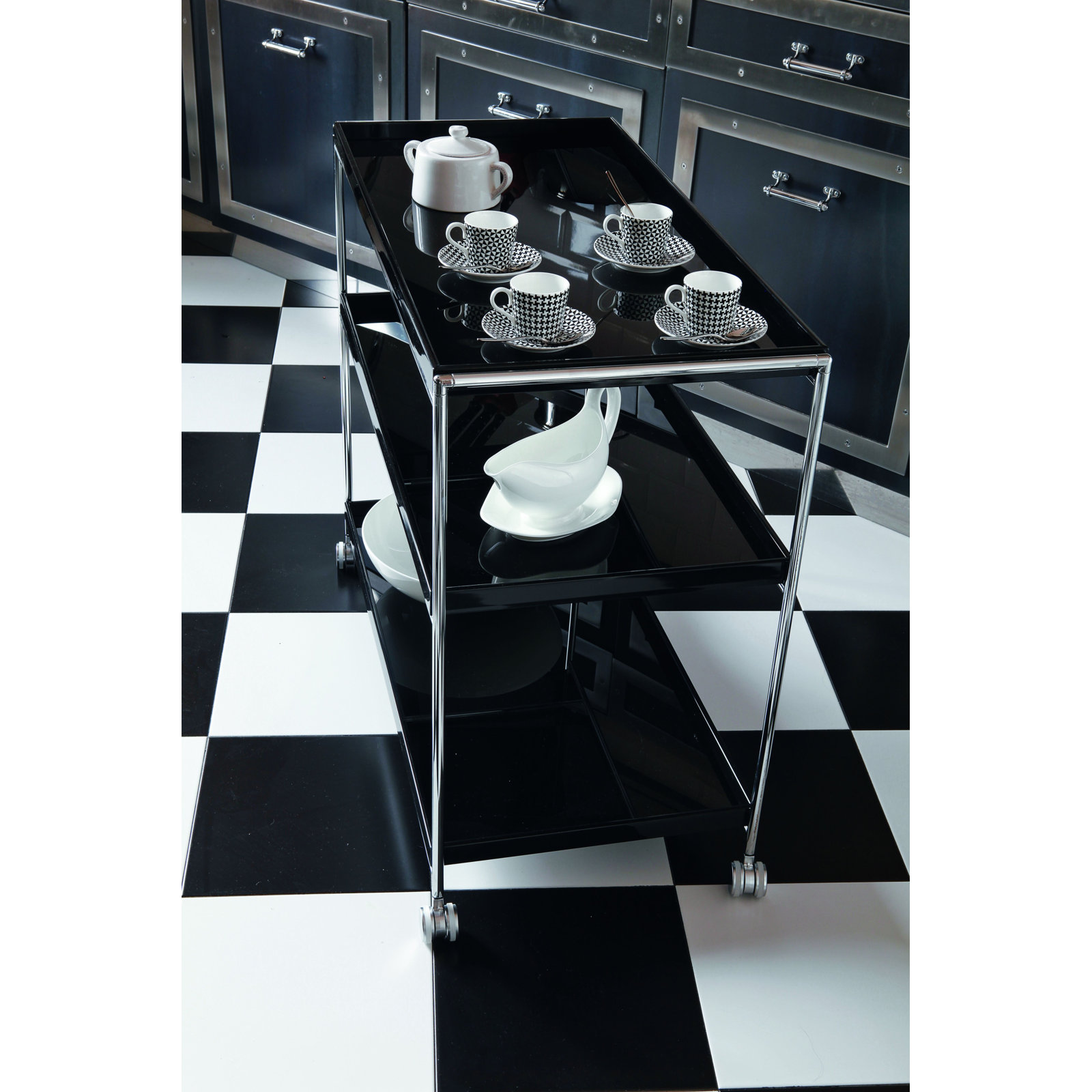 Trays Kitchen Cart, Black