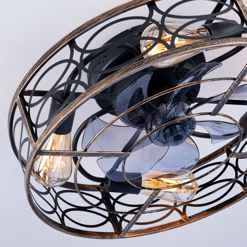 Ventilateurs de plafond à profil bas de 20 po avec lumières et télécommande, ventilateur encastré de ferme avec moteur réversible à 6 vitesses, pour la cuisine, la chambre à coucher - ampoules non incluses
