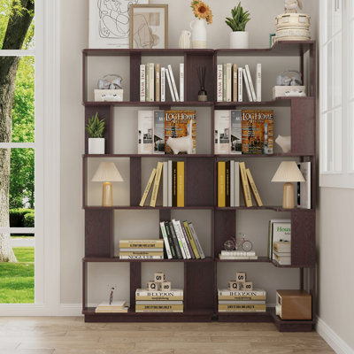 Corner bookshelf set of 2 with display shelf