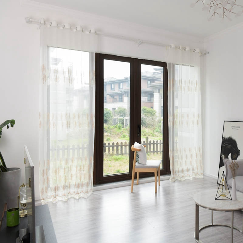 Rideaux en polyester, cantonnières en voile, décoration pour chambre et salon (kaki)