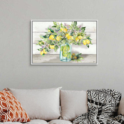 " Watercolor Lemons In Mason Jar Landscape " by Tre Sorelle Studios