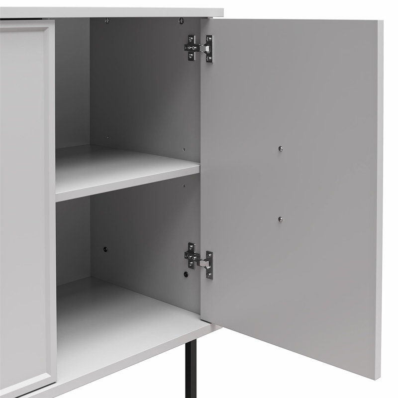 Dove Gray 3-Door Accent Cabinet with Faux Marble Top