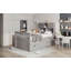 Structure de lit plateforme simple avec bibliothèques et tablettes de rangement, quatre tiroirs, gris-260269451