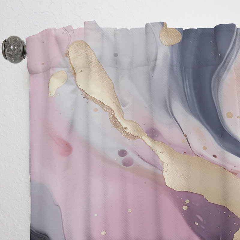 Pink And Gold Mysterious Marble V - Abstract Marble Curtain - Velvet Room Darkening - 1 panel, 52" W x 95" L