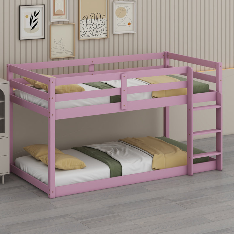 Lit superposé en bois avec échelle, Rose