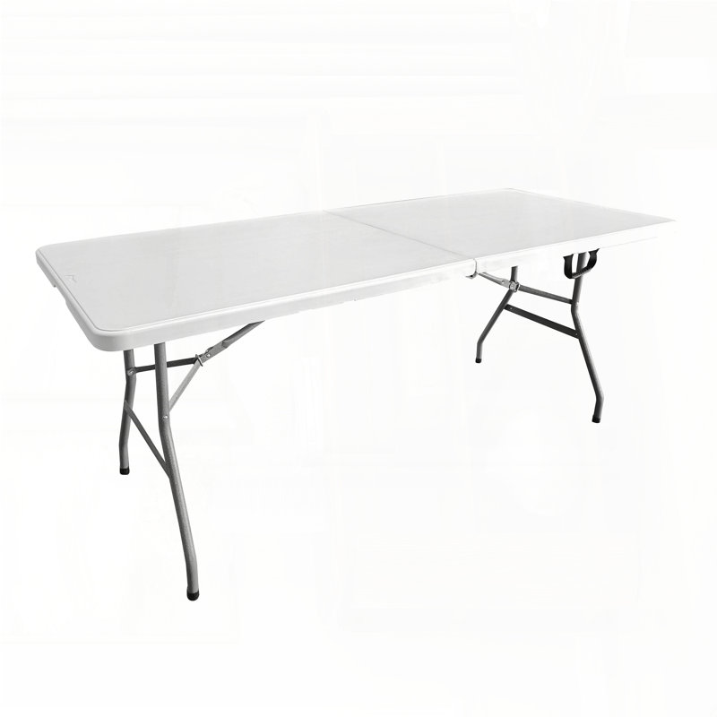 Table pliante 6 pi avec poignée facile à transporter - blanc granit