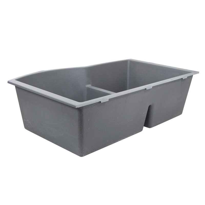 Plymouth 33'' L Double Basin Kitchen Sink, Titanium