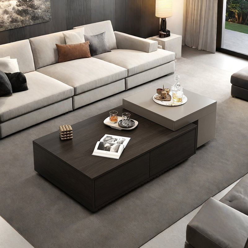 Table basse de style luxueux, H 11,8 po x L 51,2 po x l 27,6 po, Kaki / multicolore
