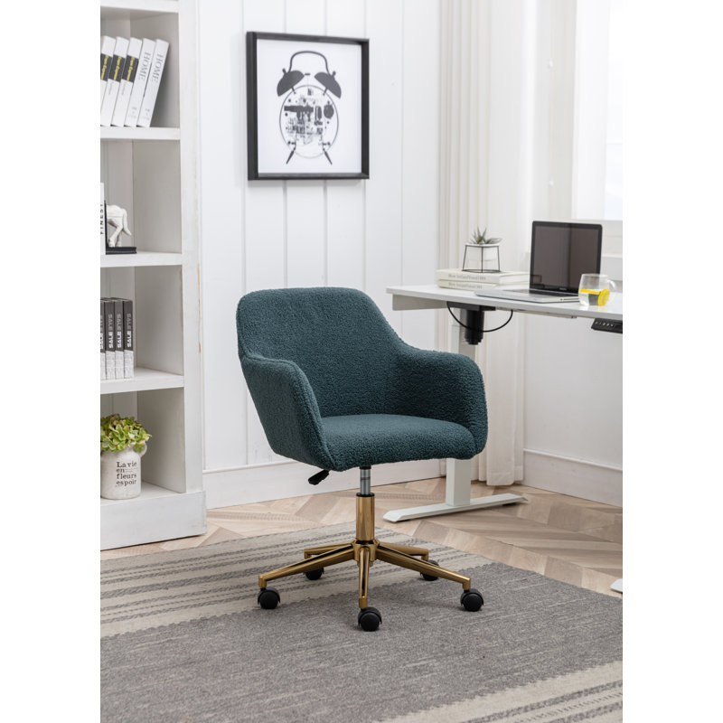 Velvet Task Chair, Dark Green, Teddy