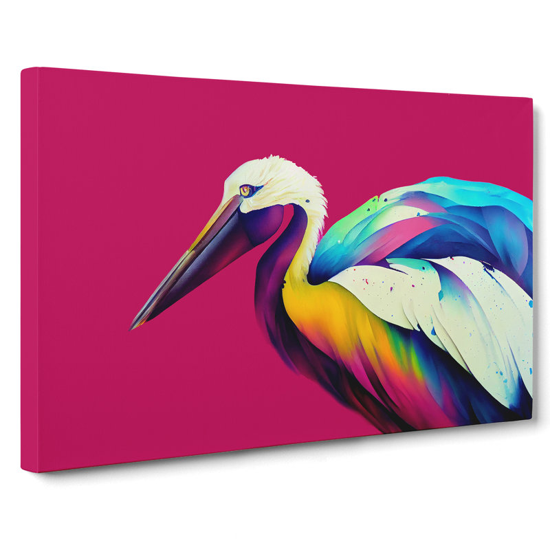 Pelican Painted Abstract - Wrapped Canvas, 40cm H x 60cm W x 3cm D
