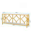 Canapé extra long de 70,9 po, console industrielle étroite derrière le canapé avec structure en métal à motif de losanges, rangement ouvert à 2 niveaux pour le vestibule, salon, blanc et or